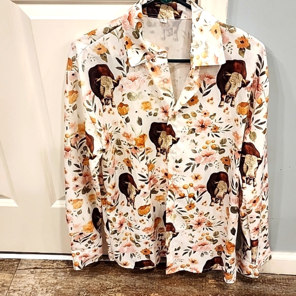 Woman's cow print dress shirt
